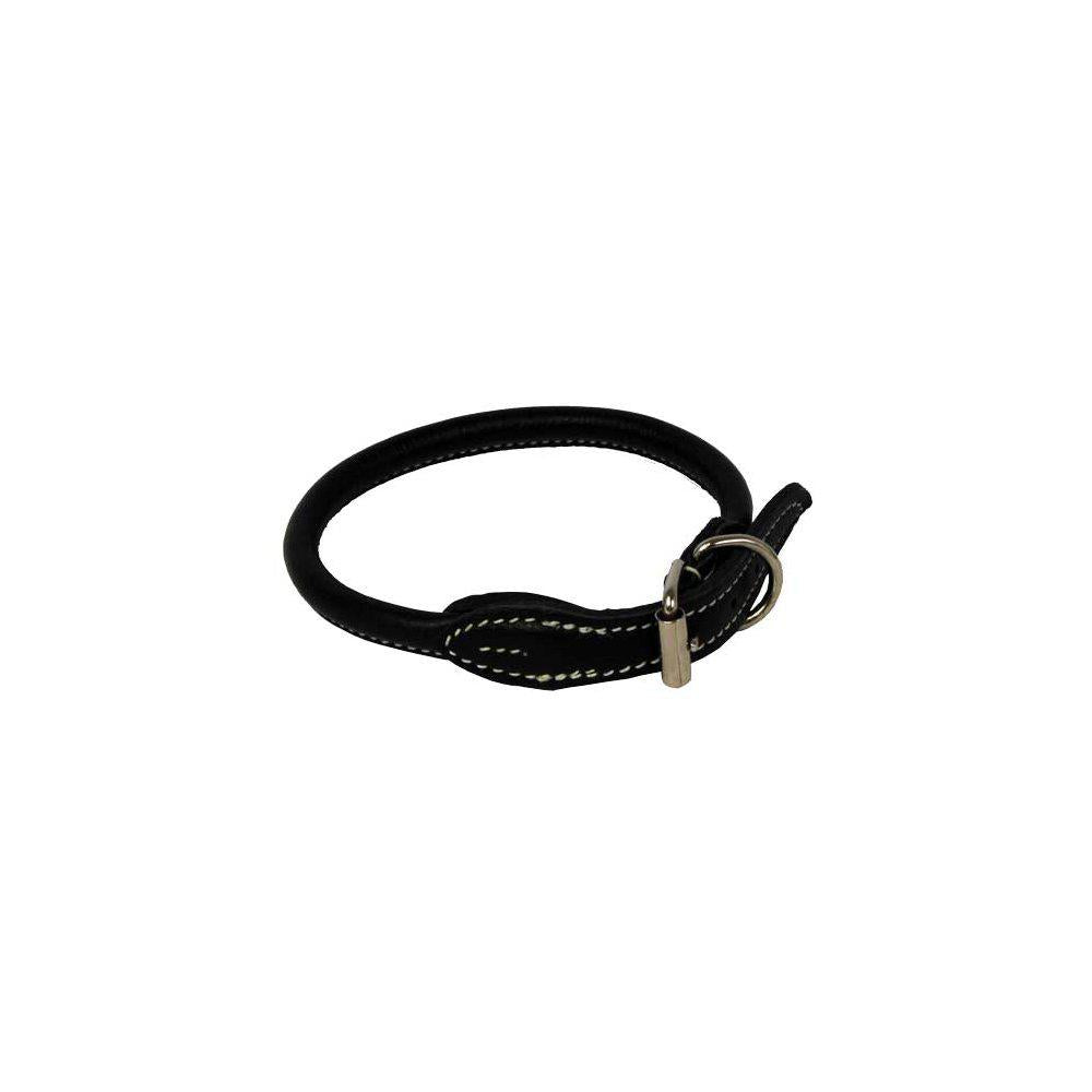 Halsband Läder Rundsytt Vit Söm 6mmx35cm