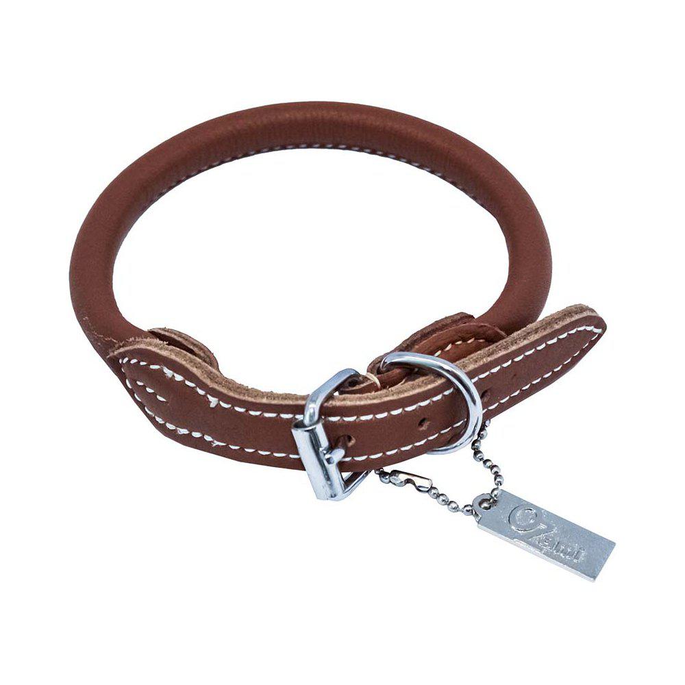 Halsband Läder Rundsytt Cognac 10mmx55cm