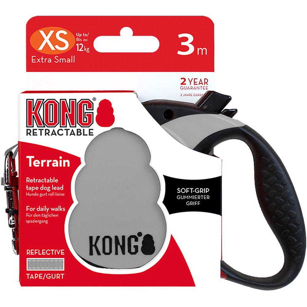Kong Rullkoppel Terrain Xs 3m Band Grå Max 12kg