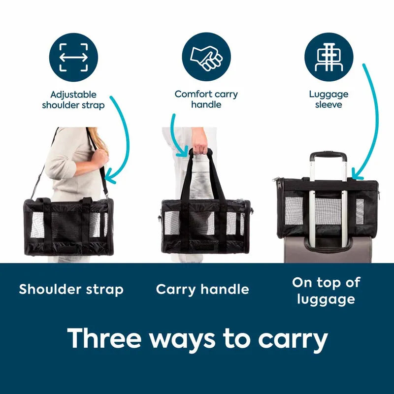 Sherpa Deluxe Pet Carrier Black Medium 43x28x26,5cm Max 7kg