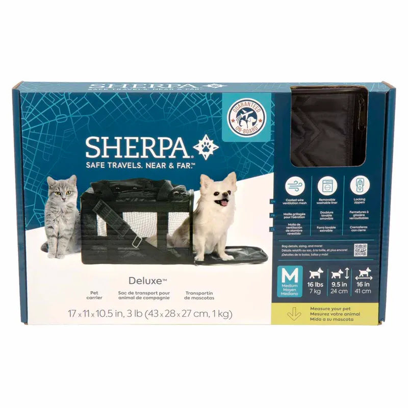 Sherpa Deluxe Pet Carrier Black Medium 43x28x26,5cm Max 7kg