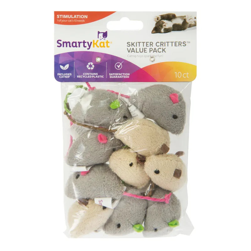 Smartykat Skitter Critters Mice 10st Catnip Value Pack 5x3cm