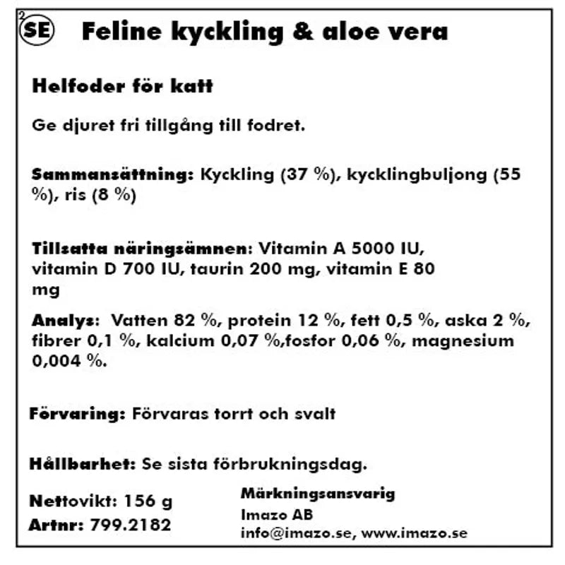 Kattfoder Feline Kyckling & Aloe Vera 156gr Burk