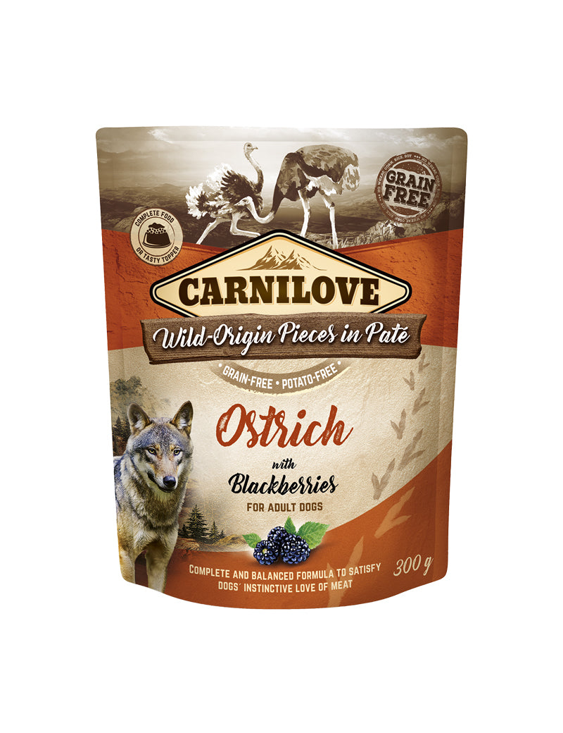 Carnilove Dog Pouch Paté Ostrich w. Blackber 300 g