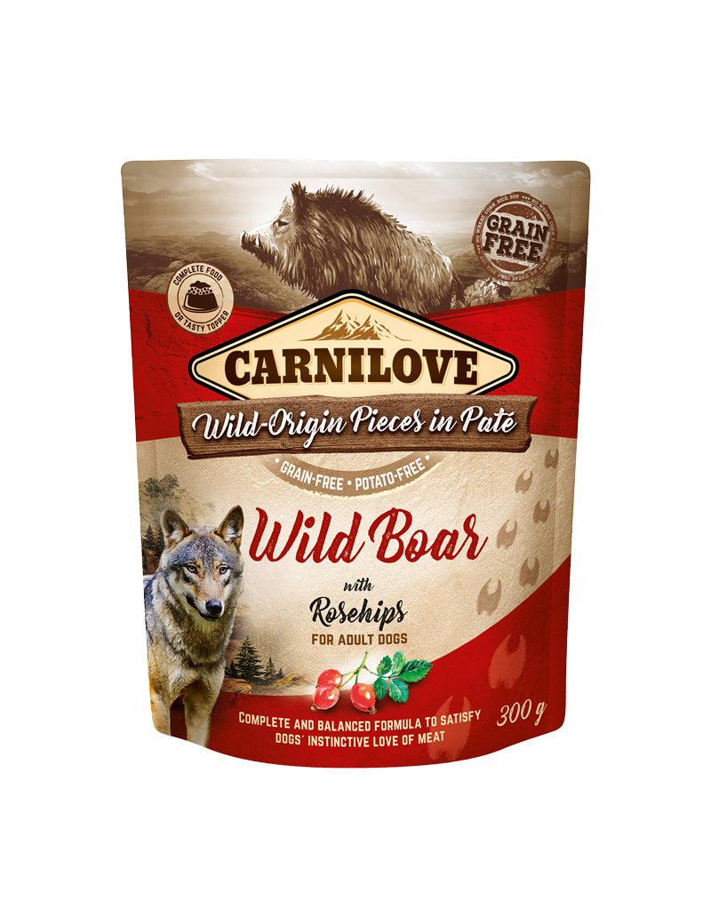 Carnilove Dog Pouch Paté Wild Boar with Rose 300 g