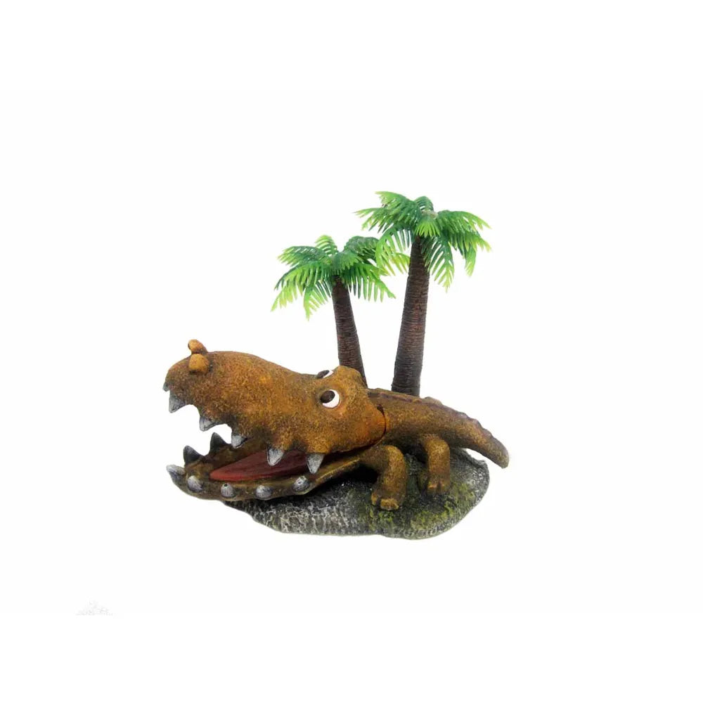 Krokodil På Ö 13,5x10x11cm Rörlig