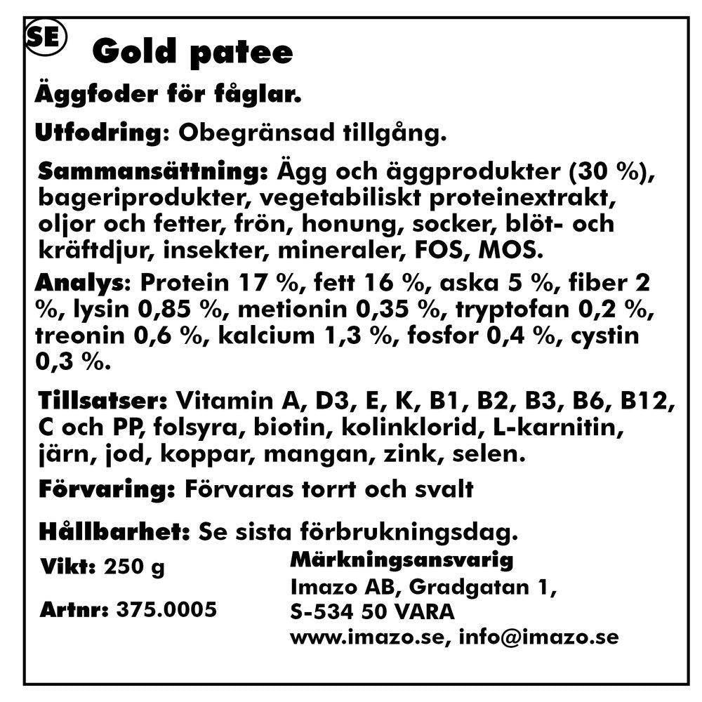 Orlux Äggfoder Undulat Gold Pate 250gr