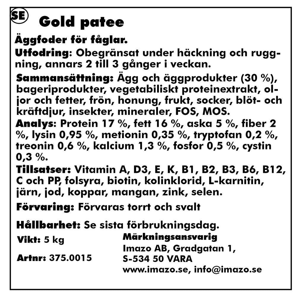 Orlux Äggfoder Par./pap. Gold Pate 5kg