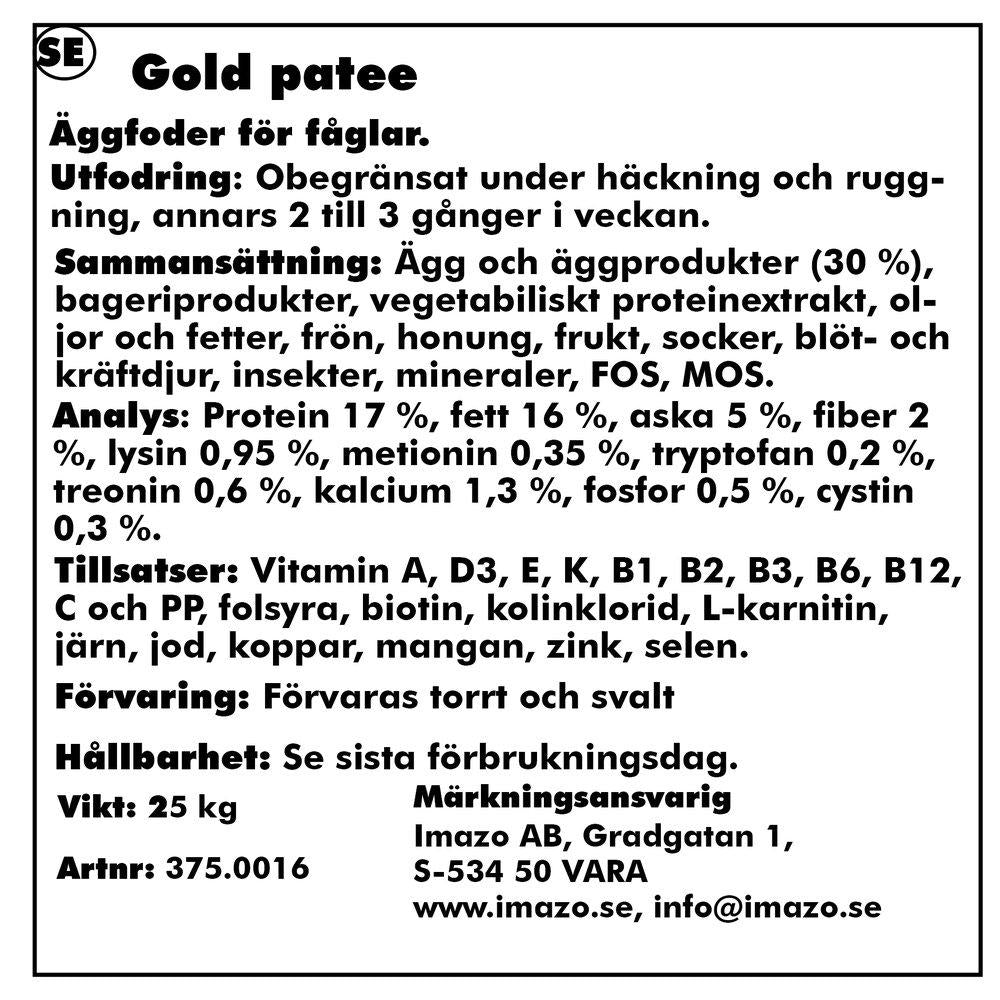 Orlux Äggfoder Par./pap. Gold Pate 25kg