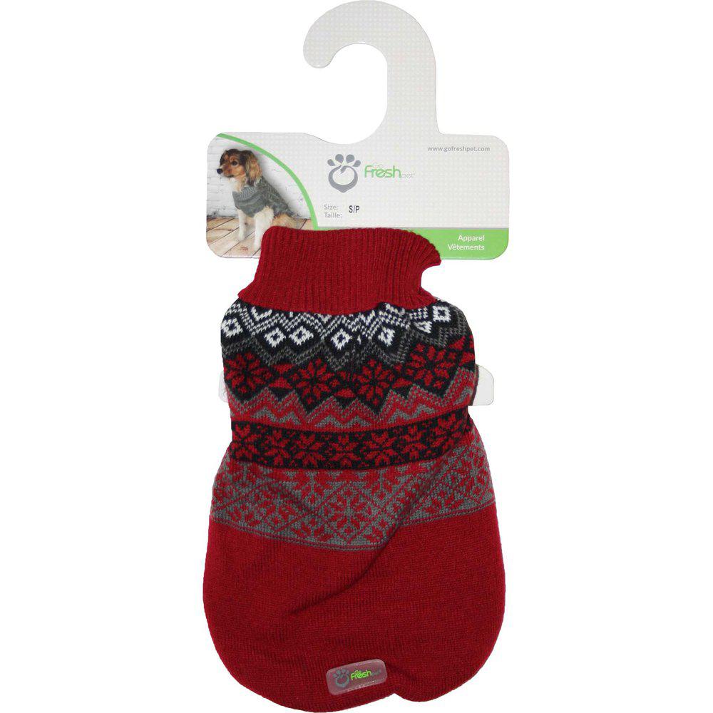 Go Fresh Pet Stickad Tröja Red Combo Xl46cm