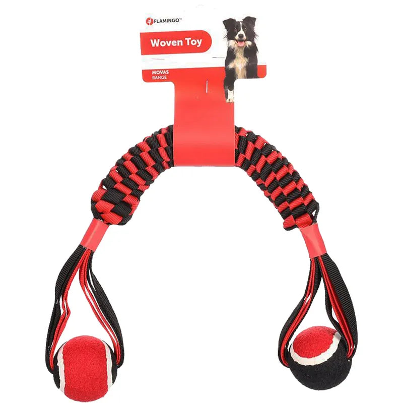 Hundleksak Movas Vävd Stick&boll Röd/svart 55cm