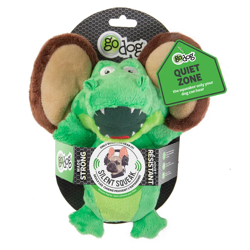 Godog Silent Squeak Flips Gator/monky 20cm
