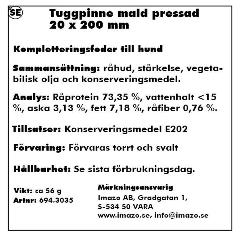 Tuggpinne Mald Pressad 20x200mm