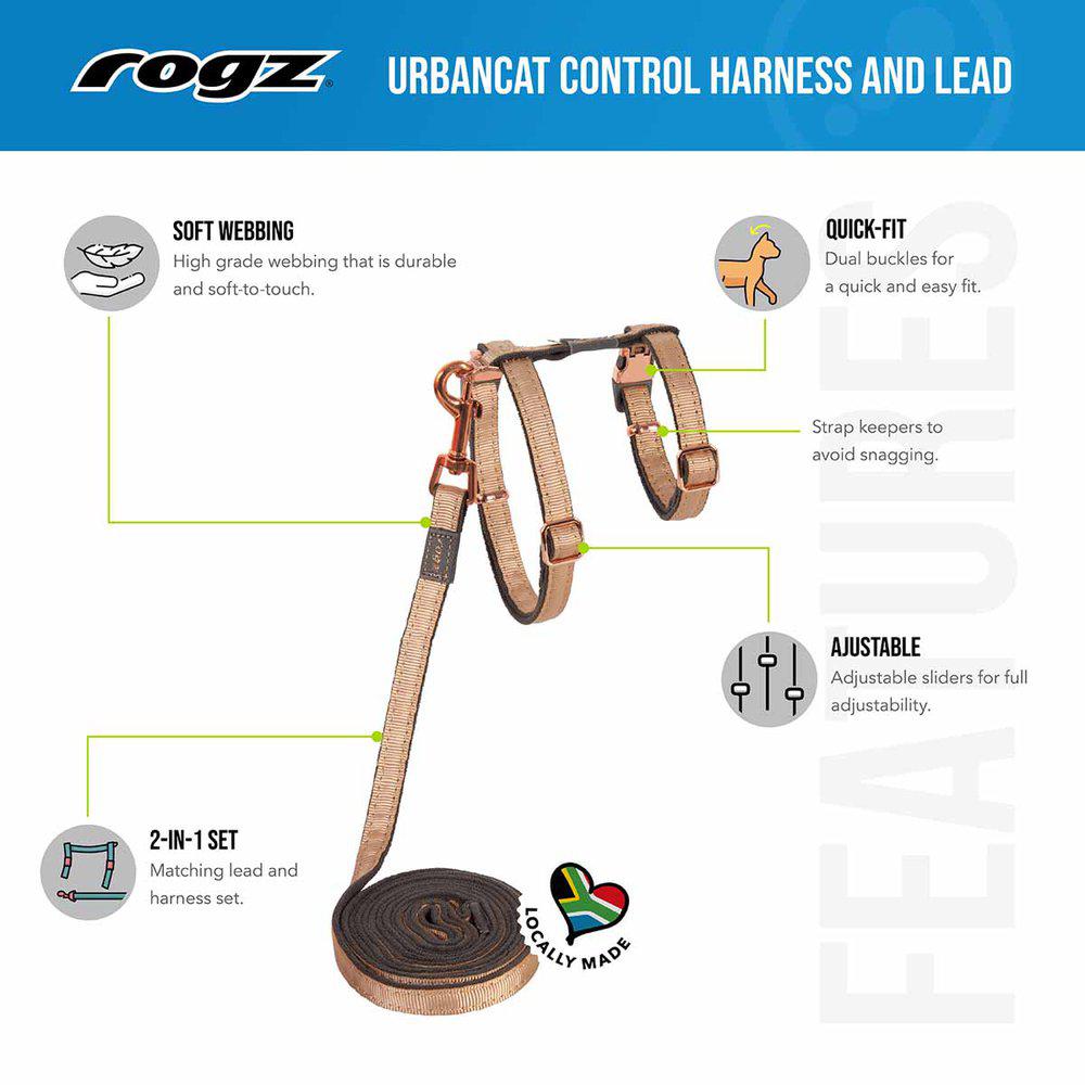 Rogz Urbancat Sele Med Koppel Rosa 11mm24