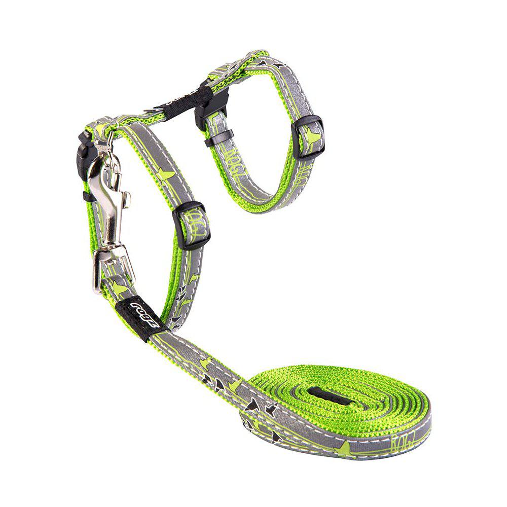 Rogz Nightcat Sele Med Koppel S Lime 11mm 24